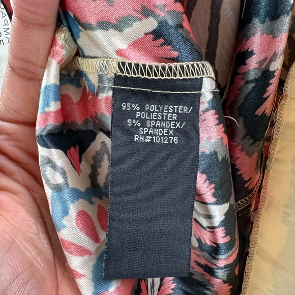 Aztec Floral Print Dress Summer Blue Spaghetti Strap Satin Silk Midi Tribal Gown - Picture 16 of 17